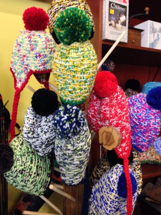 Hand knit toques at Bolacco Cafe / Photo by Toque & Canoe
